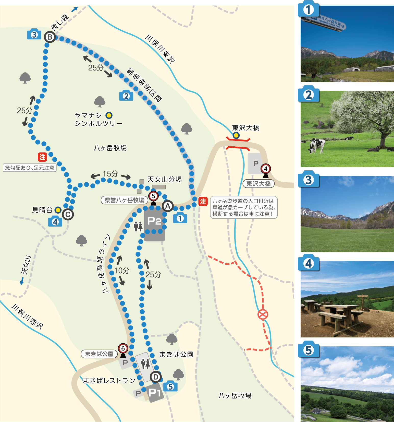 県営八ヶ岳牧場Aコースマップ